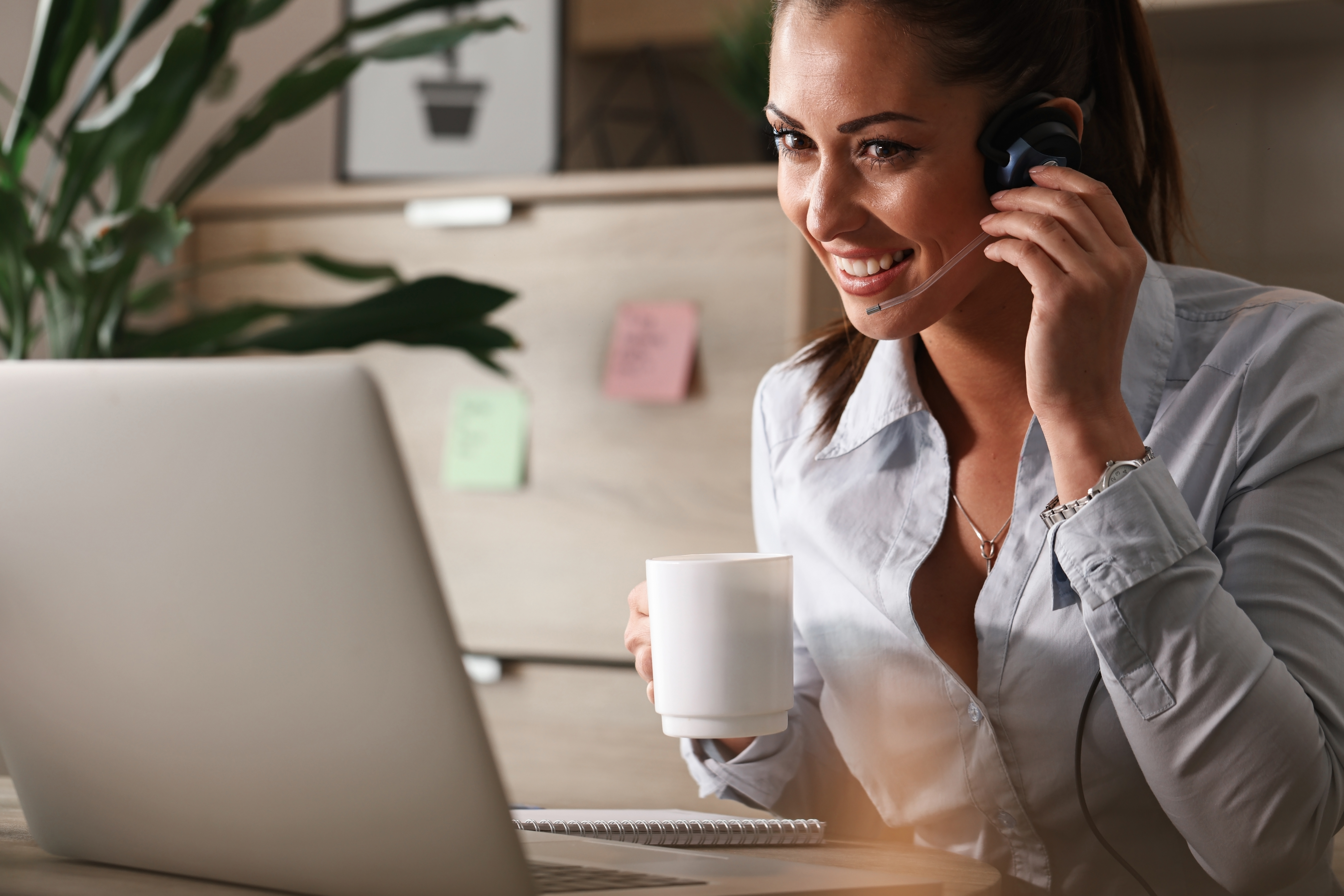Businesswoman working in customer service centre