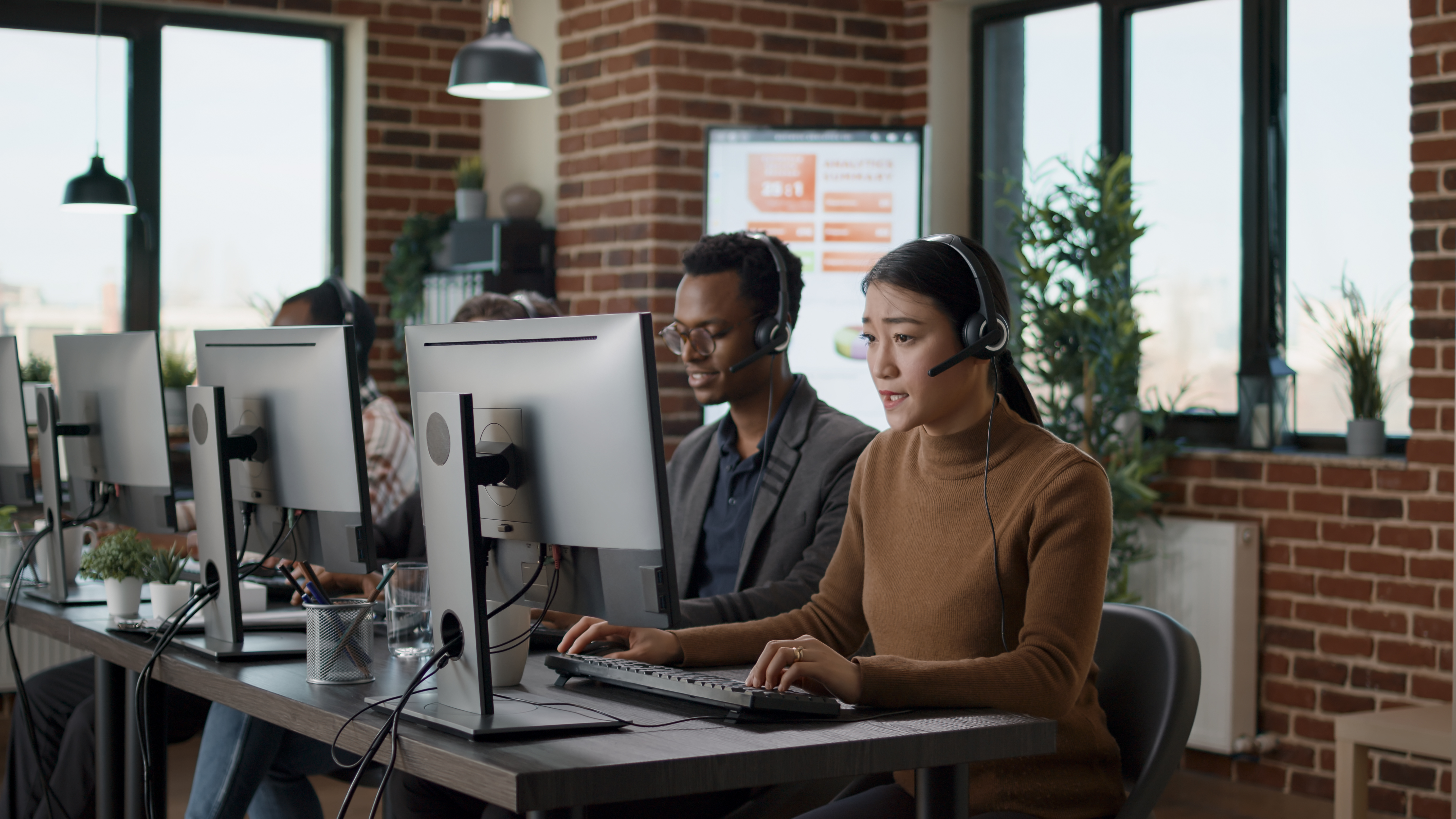 Call centre team supporting customers