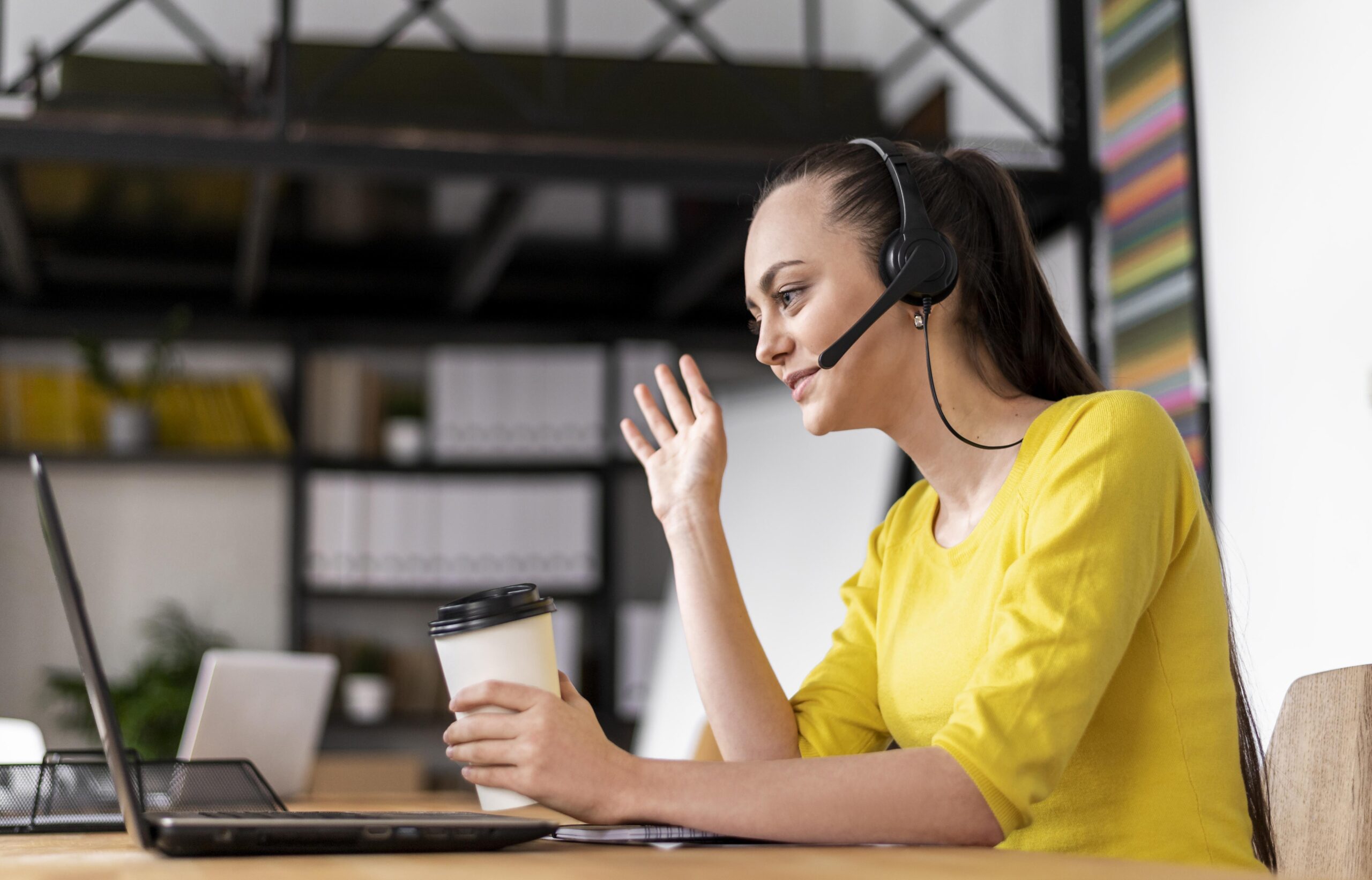 Female professional having a video call